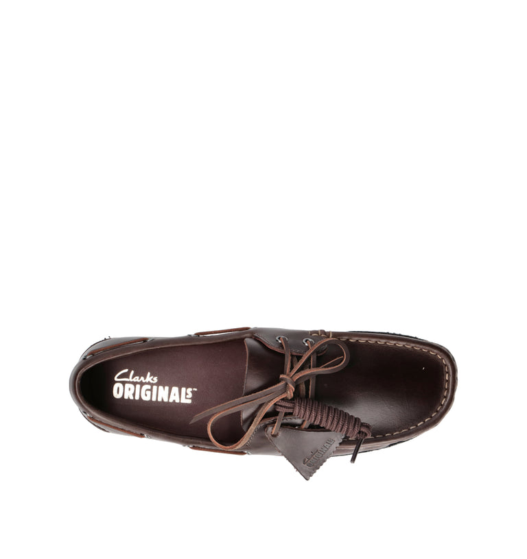 CLARKS ORIGINALS GODNEY BOAT Scarpa barca uomo marrone in pelle