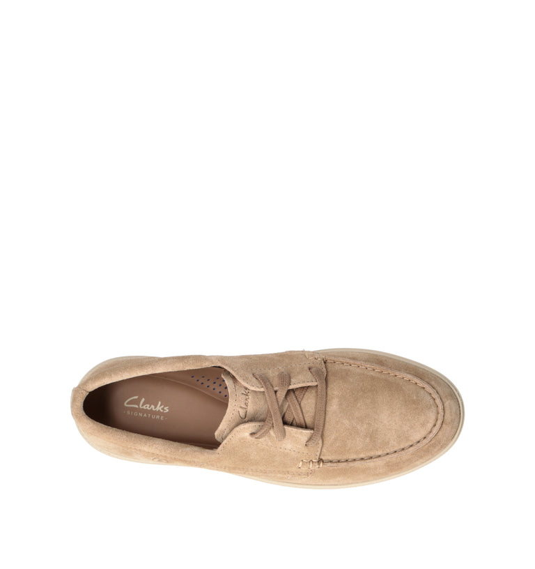 CLARKS CORE LOCKFORD BOAT Stringata uomo beige in suede