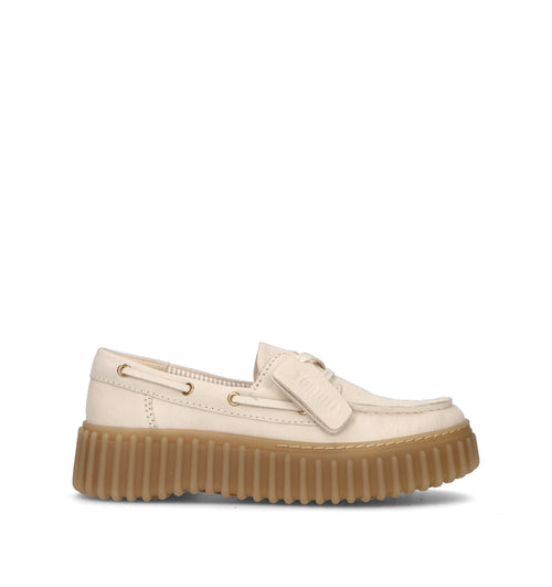 CLARKS CORE TORHIILL BOAT Mocassino donna crema in pelle