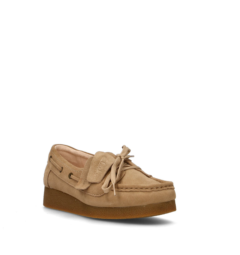 CLARKS EVO WALLABEE EVOSEA Scarpa barca donna beige in suede
