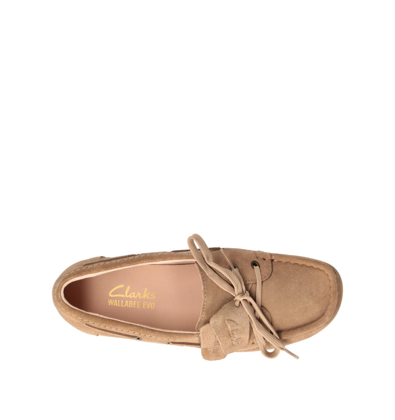 CLARKS EVO WALLABEE EVOSEA Scarpa barca donna beige in suede