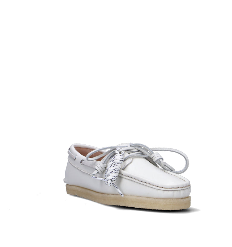 CLARKS ORIGINALS GODNEY BOAT Scarpa barca donna bianca in pelle