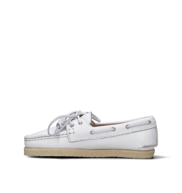 CLARKS ORIGINALS GODNEY BOAT Scarpa barca donna bianca in pelle