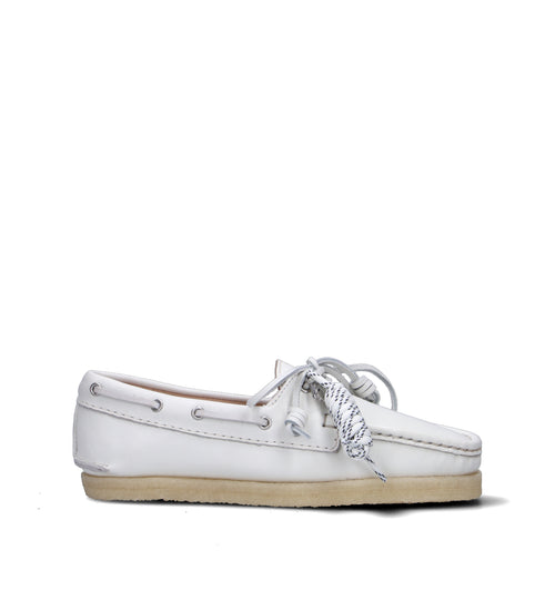 CLARKS ORIGINALS GODNEY BOAT Scarpa barca donna bianca in pelle