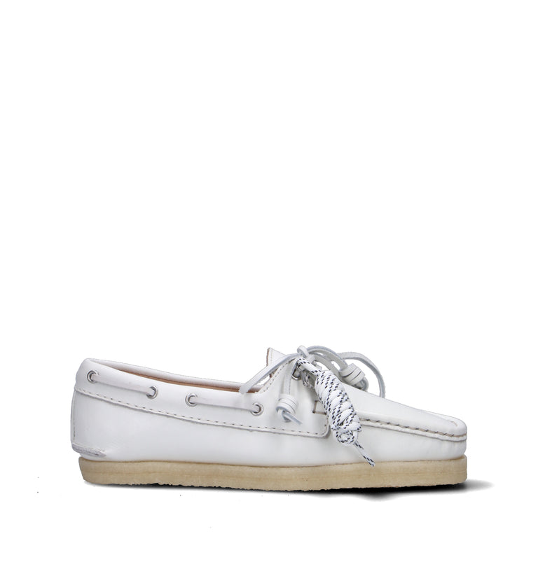 CLARKS ORIGINALS GODNEY BOAT Scarpa barca donna bianca in pelle