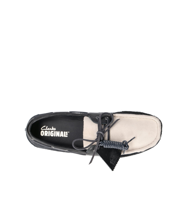 CLARKS ORIGINALS GODNEY BOAT Scarpa barca uomo blu/panna in suede