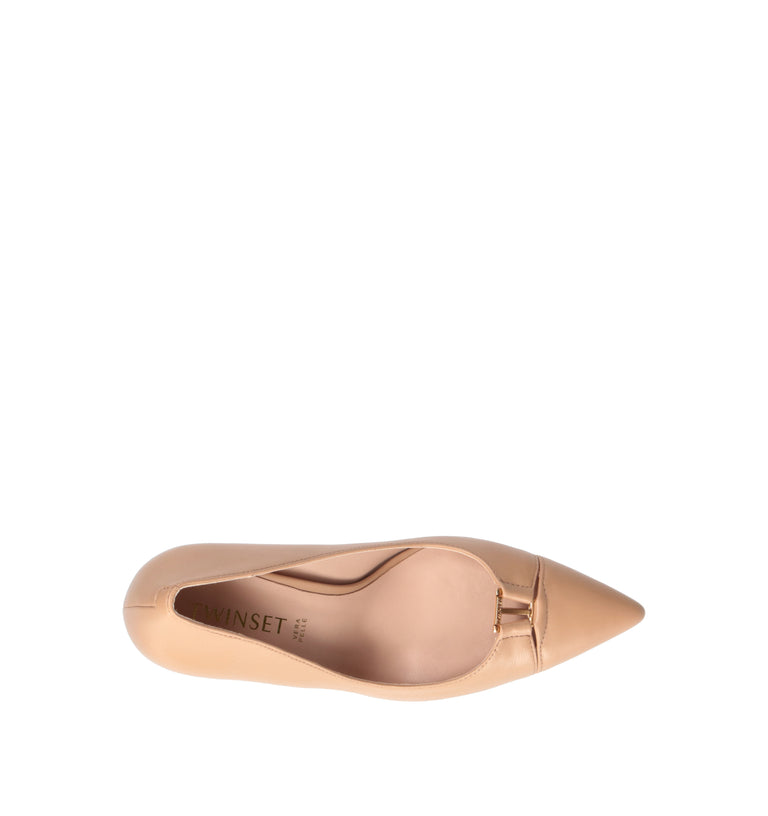 TWIN SET-SIMONA BARBIERI Décolleté donna beige in pelle