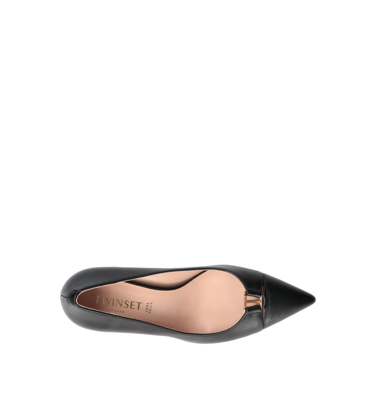 TWIN SET-SIMONA BARBIERI Décolleté donna nero in pelle