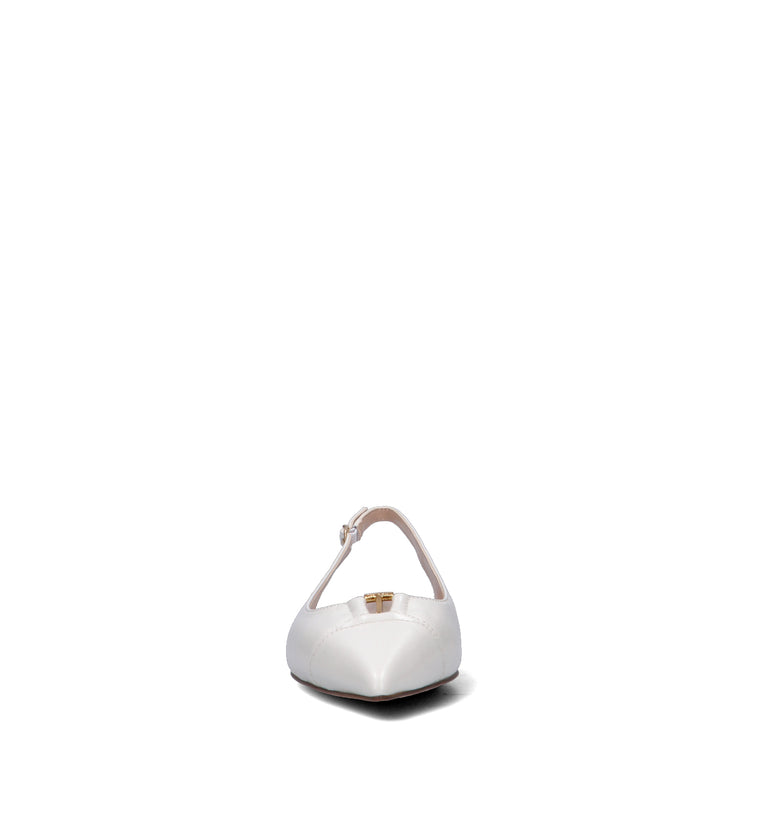 TWIN SET-SIMONA BARBIERI Slingback donna bianca in pelle