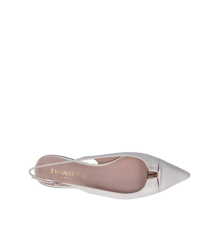 TWIN SET-SIMONA BARBIERI Slingback donna bianca in pelle