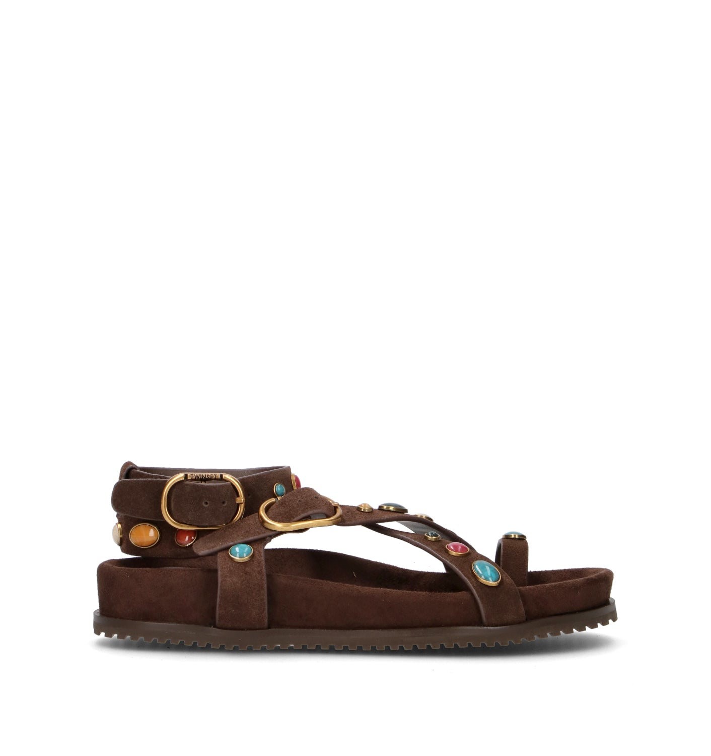 TWIN SET-SIMONA BARBIERI Sandalo donna marrone in suede