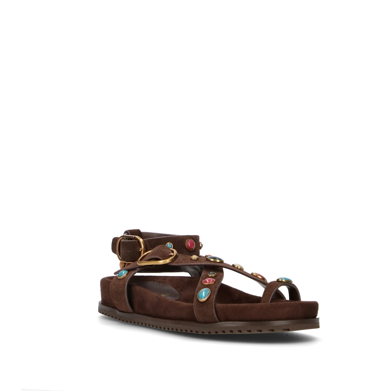 TWIN SET-SIMONA BARBIERI Sandalo donna marrone in suede
