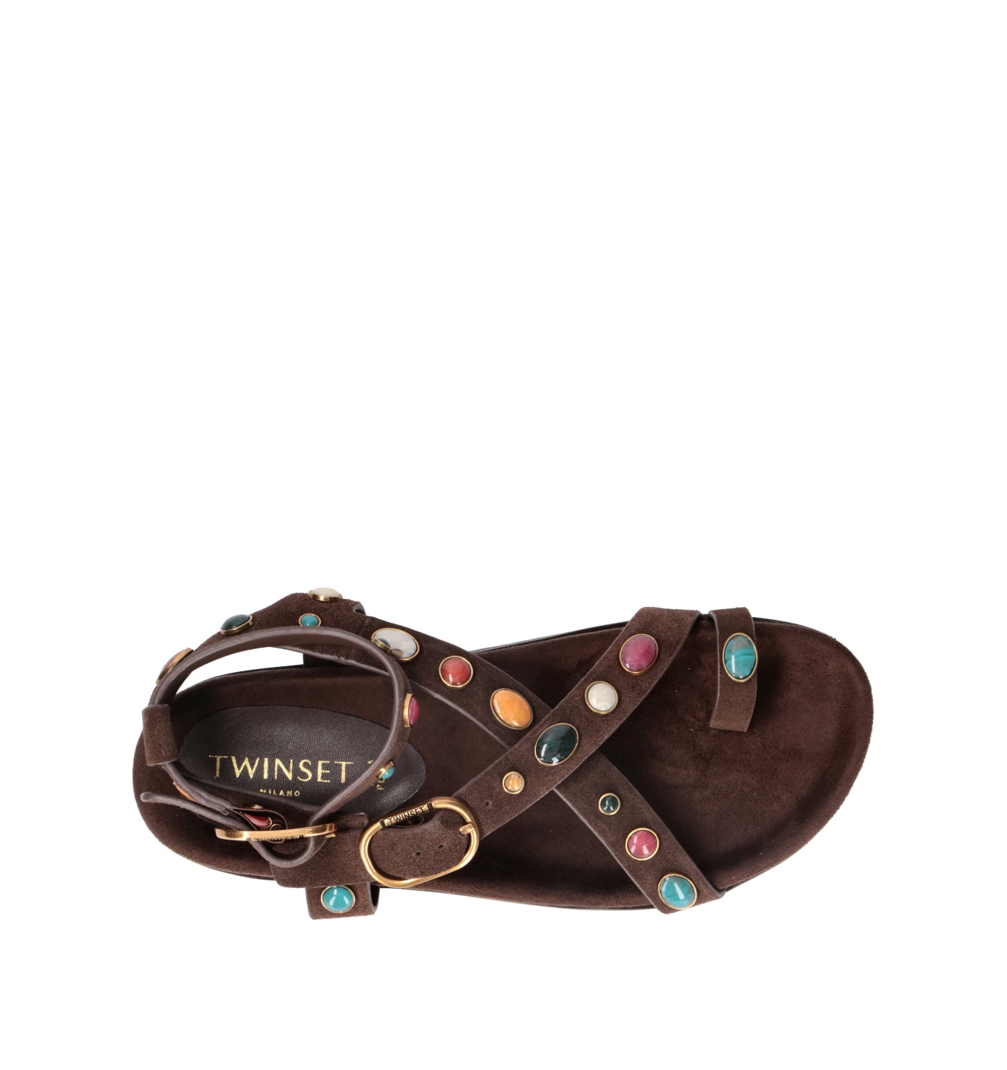 TWIN SET-SIMONA BARBIERI Sandalo donna marrone in suede