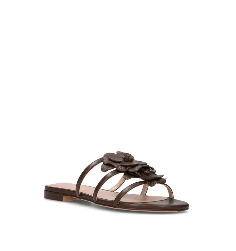 TWIN SET-SIMONA BARBIERI Ciabatta donna marrone in pelle