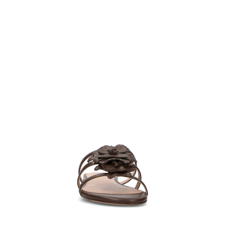 TWIN SET-SIMONA BARBIERI Ciabatta donna marrone in pelle