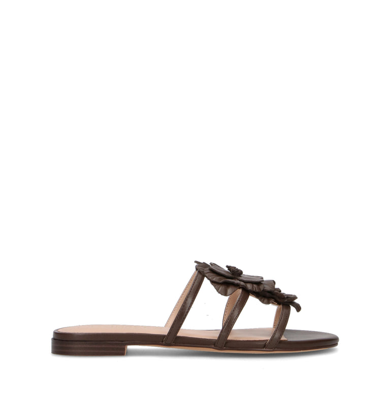 TWIN SET-SIMONA BARBIERI Ciabatta donna marrone in pelle