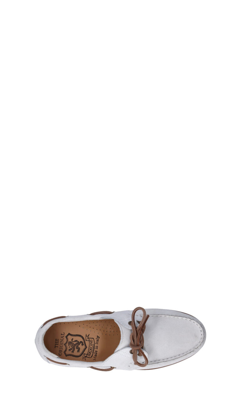 SAXONE Scarpa barca donna bianca in suede