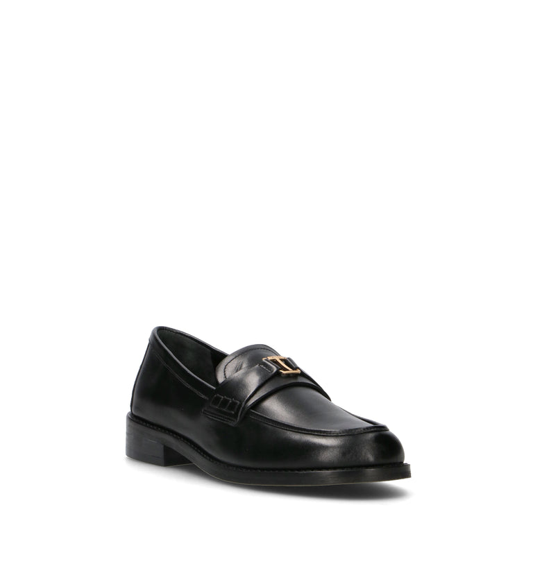 TWIN SET-SIMONA BARBIERI Mocassino donna nero in pelle