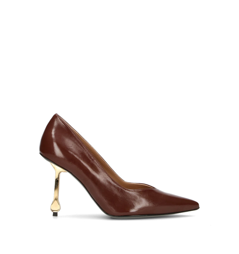 WO MILANO Décolleté donna marrone in pelle