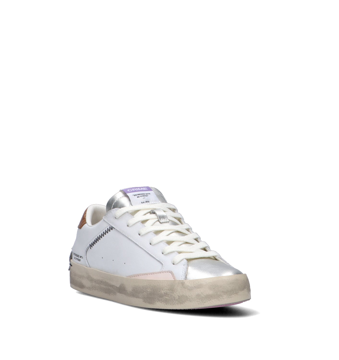 CRIME Sneaker donna bianca in pelle