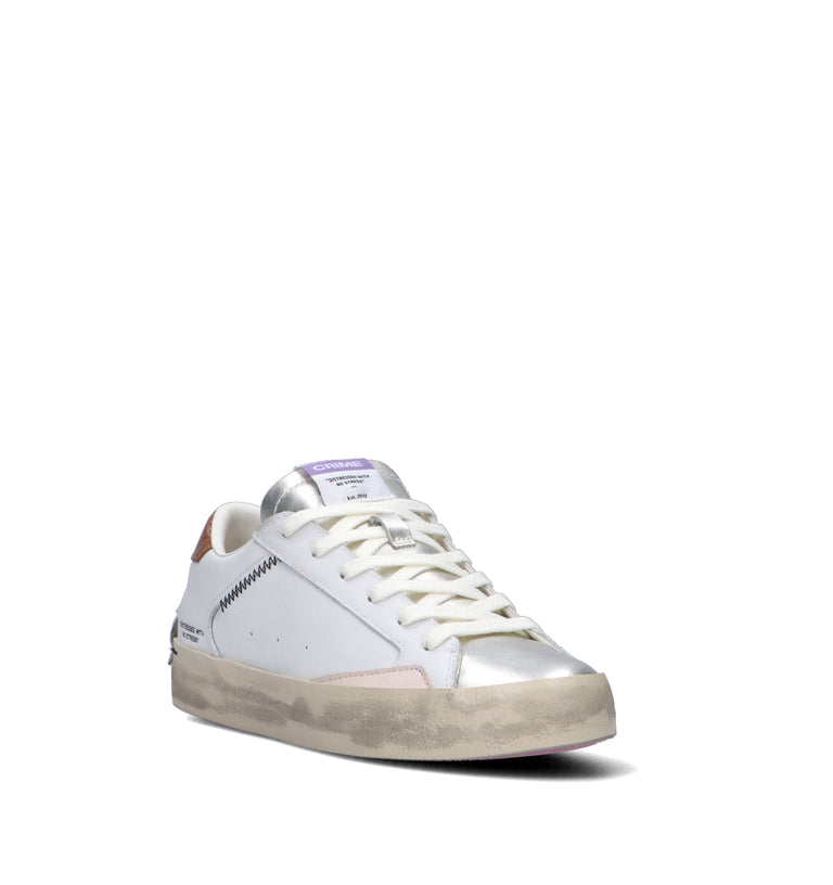 CRIME Sneaker donna bianca in pelle
