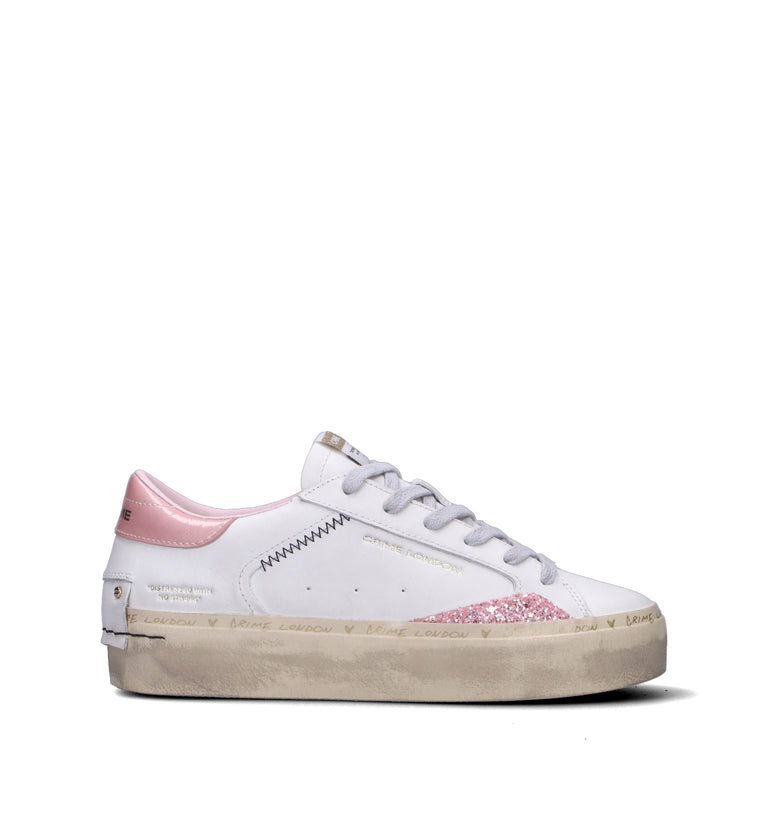 CRIME Sneaker donna bianca in pelle