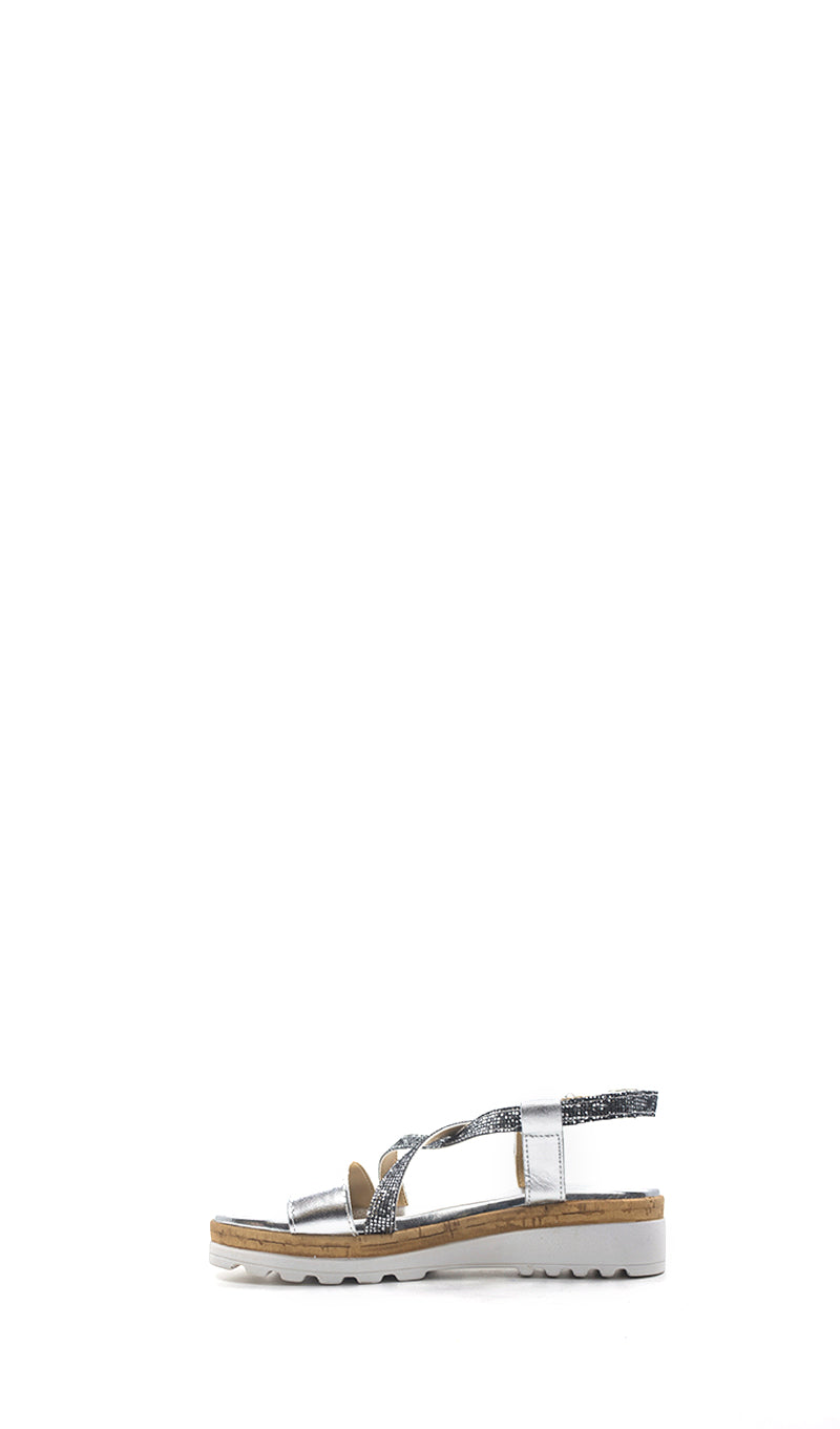 MIDELETTE Sandalo donna argento in pelle