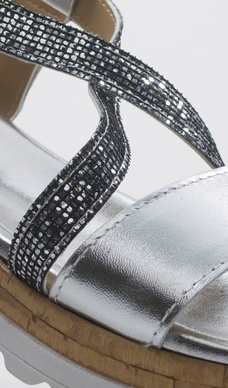 MIDELETTE Sandalo donna argento in pelle