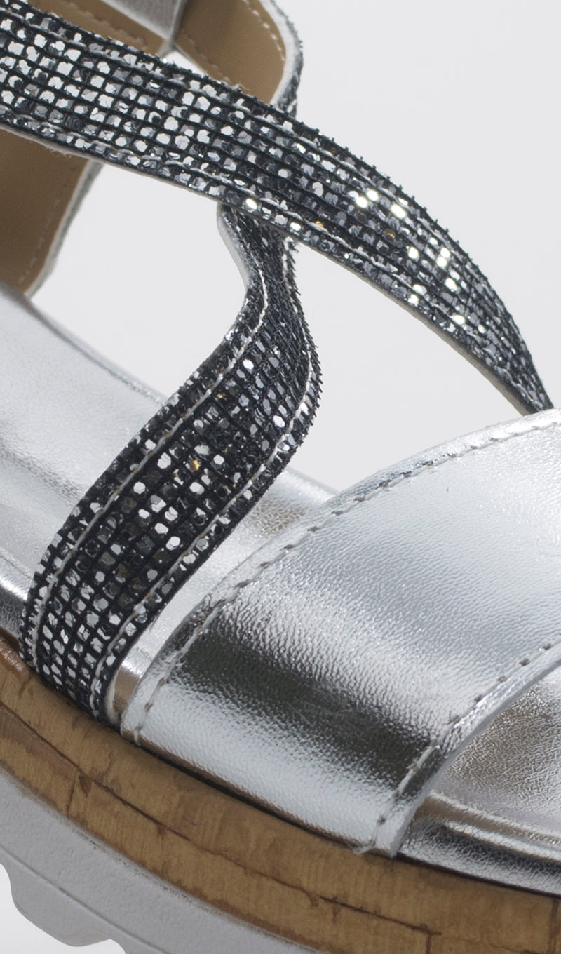 MIDELETTE Sandalo donna argento in pelle