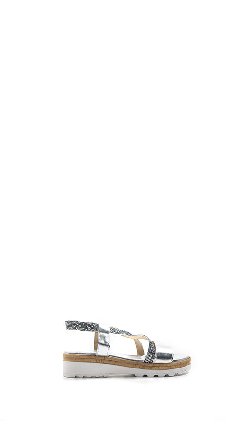 MIDELETTE Sandalo donna argento in pelle