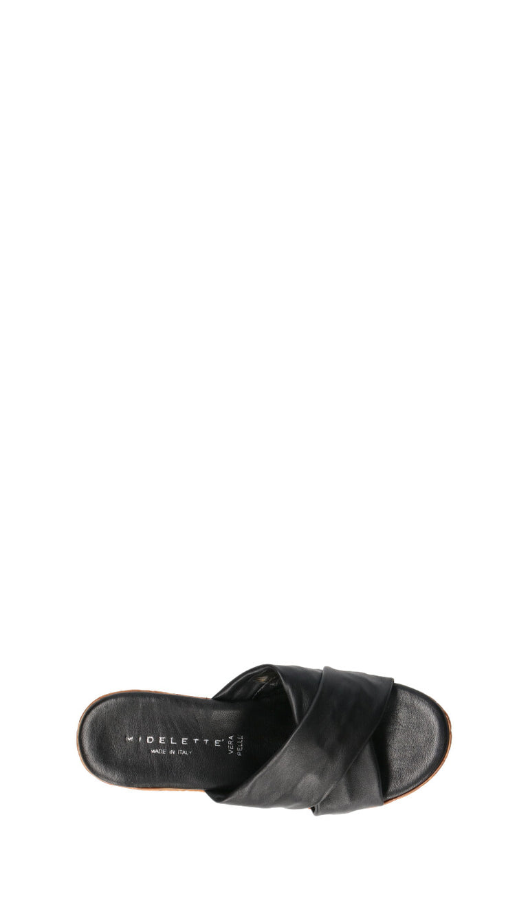 MIDELETTE Ciabatta donna nera in pelle