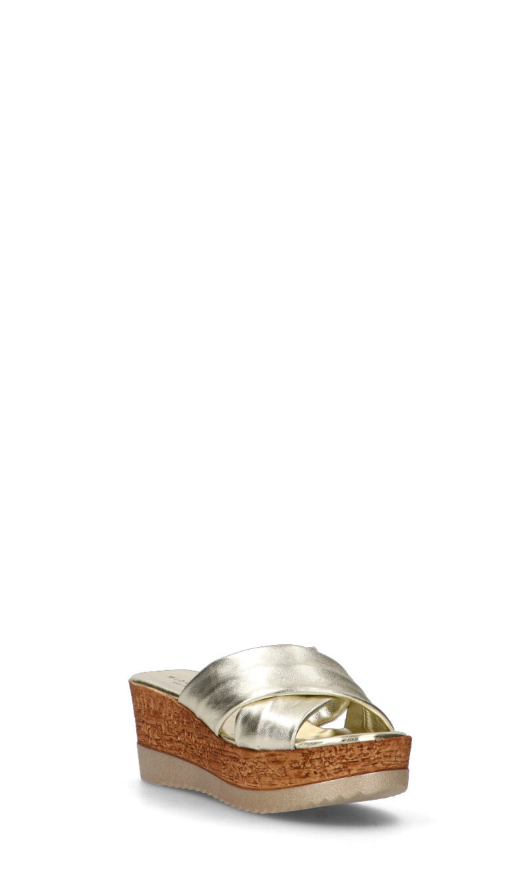 MIDELETTE Ciabatta donna oro in pelle