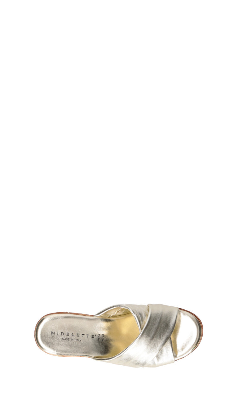 MIDELETTE Ciabatta donna oro in pelle