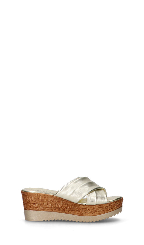 MIDELETTE Ciabatta donna oro in pelle