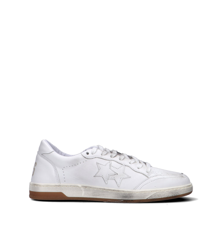 2 STAR Sneaker donna bianca in pelle