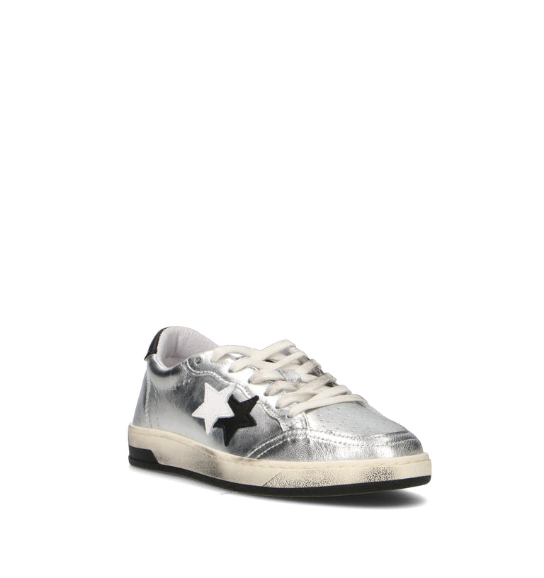 2 STAR Sneaker donna argento in pelle
