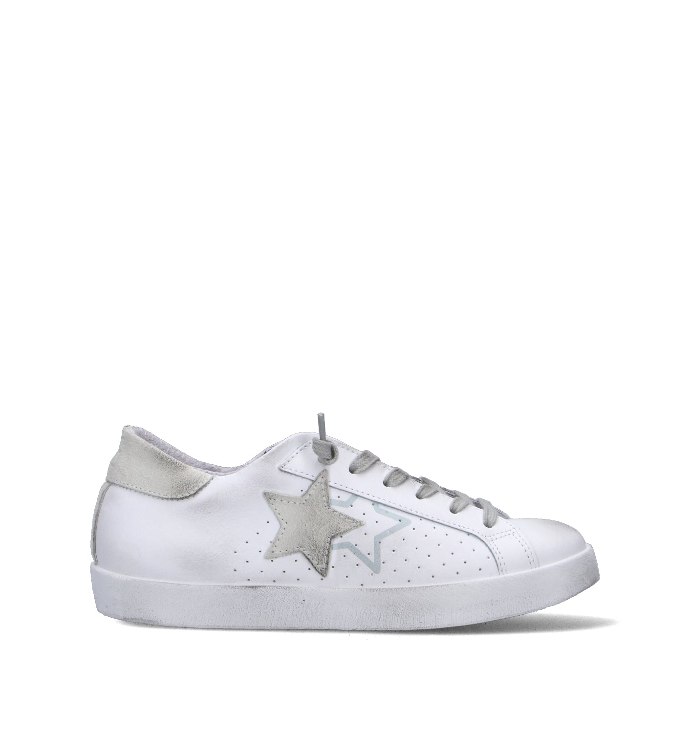 2 STAR Sneaker donna bianca in pelle