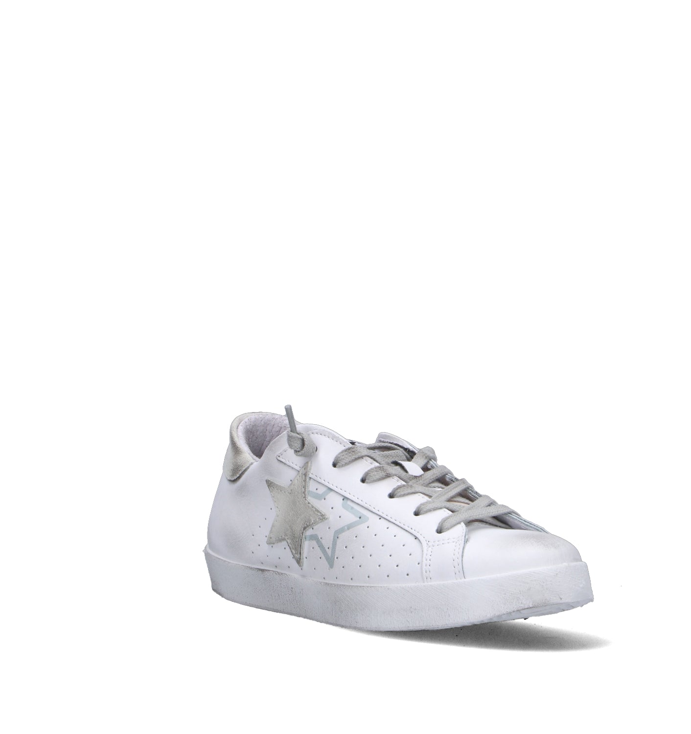 2 STAR Sneaker donna bianca in pelle