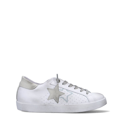 2 STAR Sneaker donna bianca in pelle