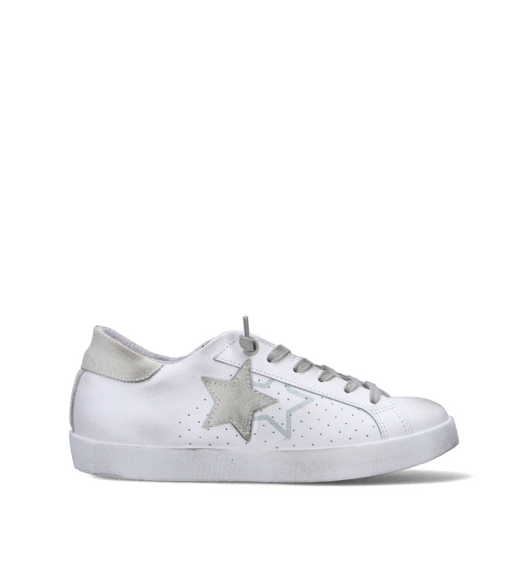2 STAR Sneaker donna bianca in pelle