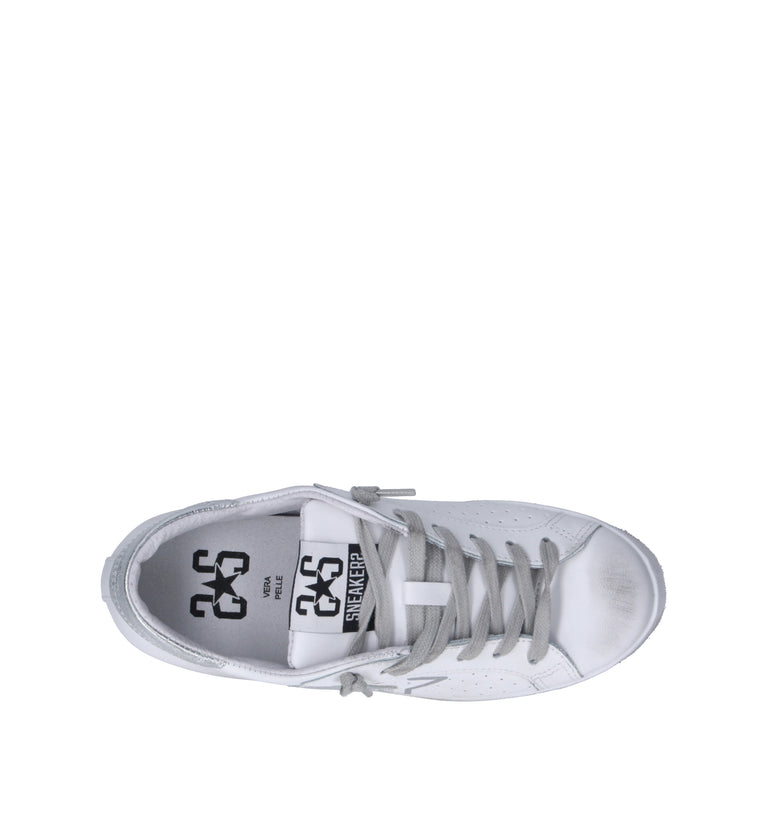 2 STAR Sneaker donna bianca in pelle