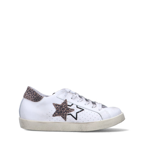 2 STAR Sneaker donna bianca in pelle