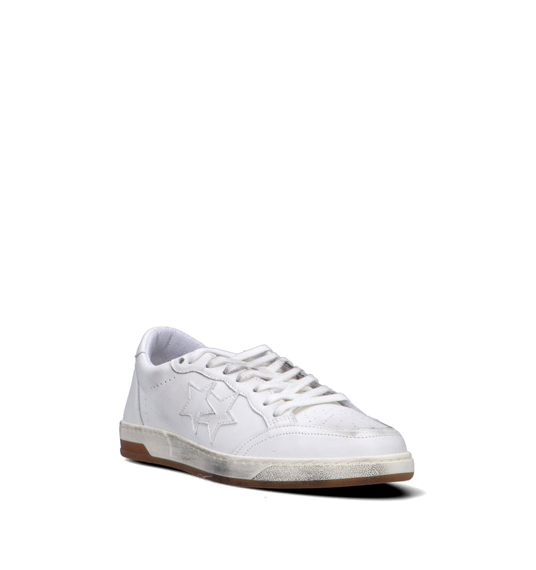 2 STAR Sneaker uomo bianca in pelle