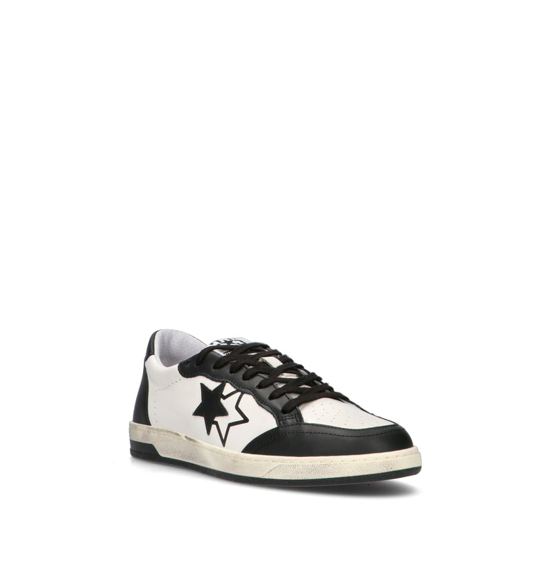 2 STAR Sneaker uomo bianca/nera in pelle