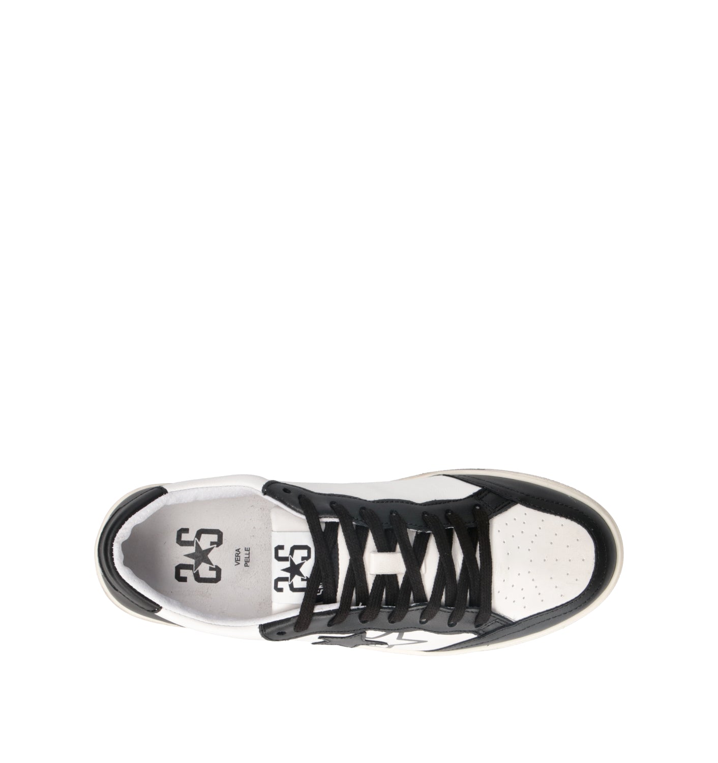 2 STAR Sneaker uomo bianca/nera in pelle
