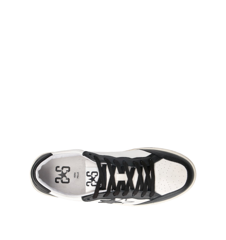 2 STAR Sneaker uomo bianca/nera in pelle