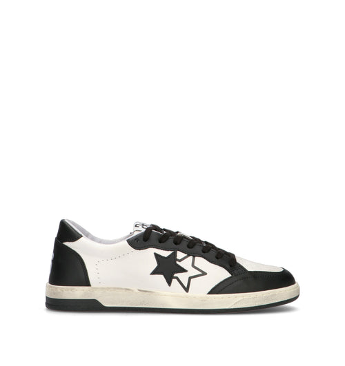 2 STAR Sneaker uomo bianca/nera in pelle