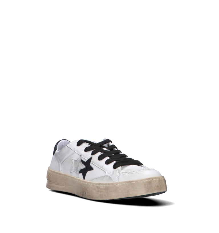 2 STAR Sneaker uomo bianca in pelle