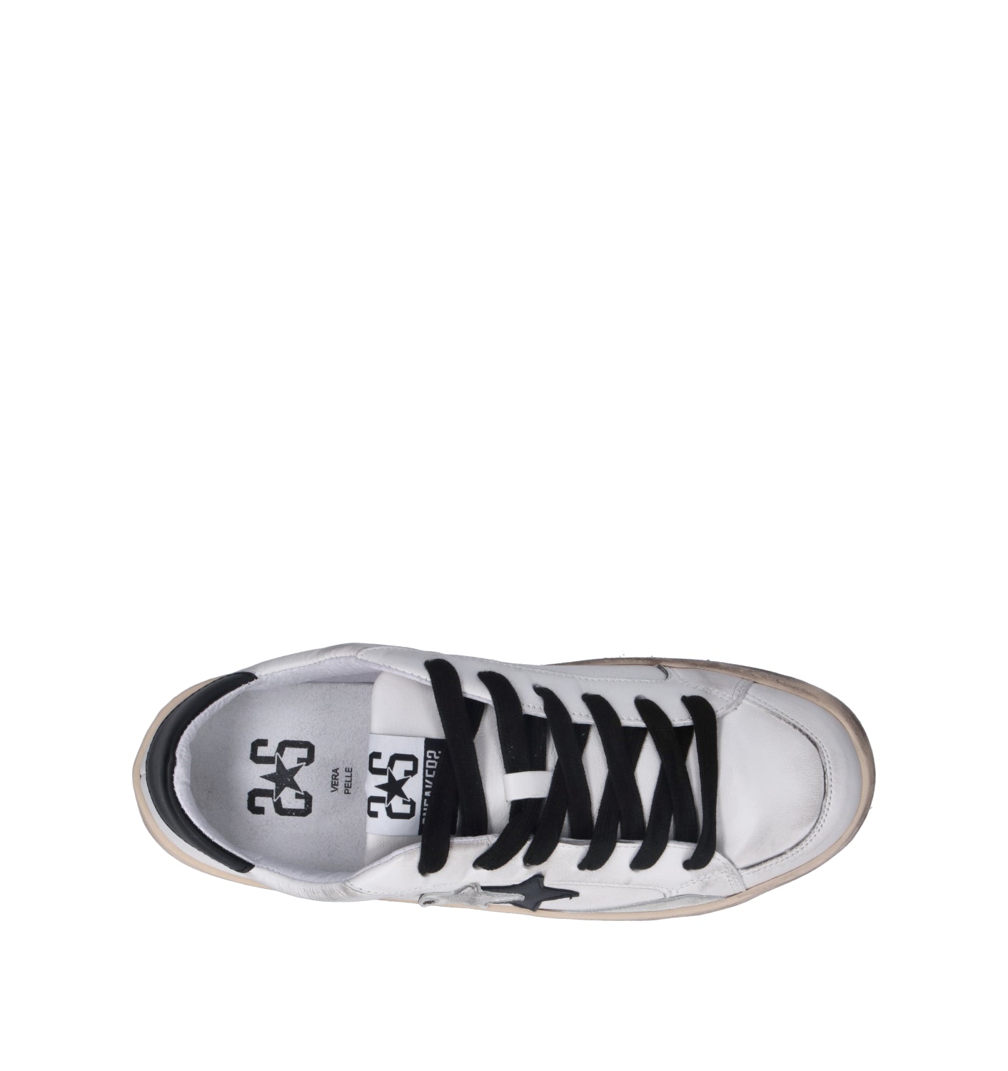 2 STAR Sneaker uomo bianca in pelle
