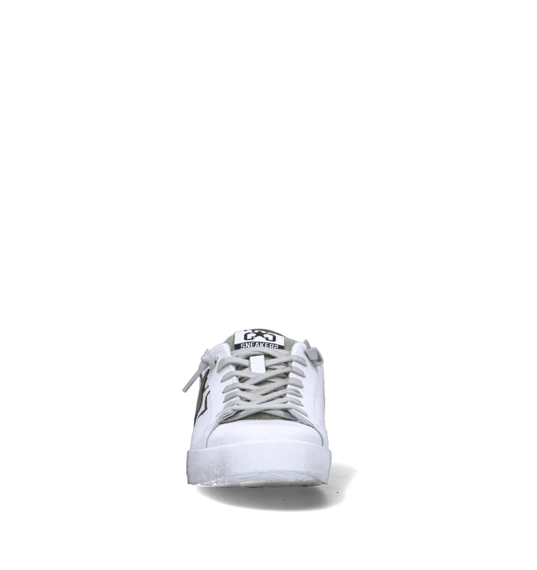 2 STAR Sneaker uomo bianca in pelle